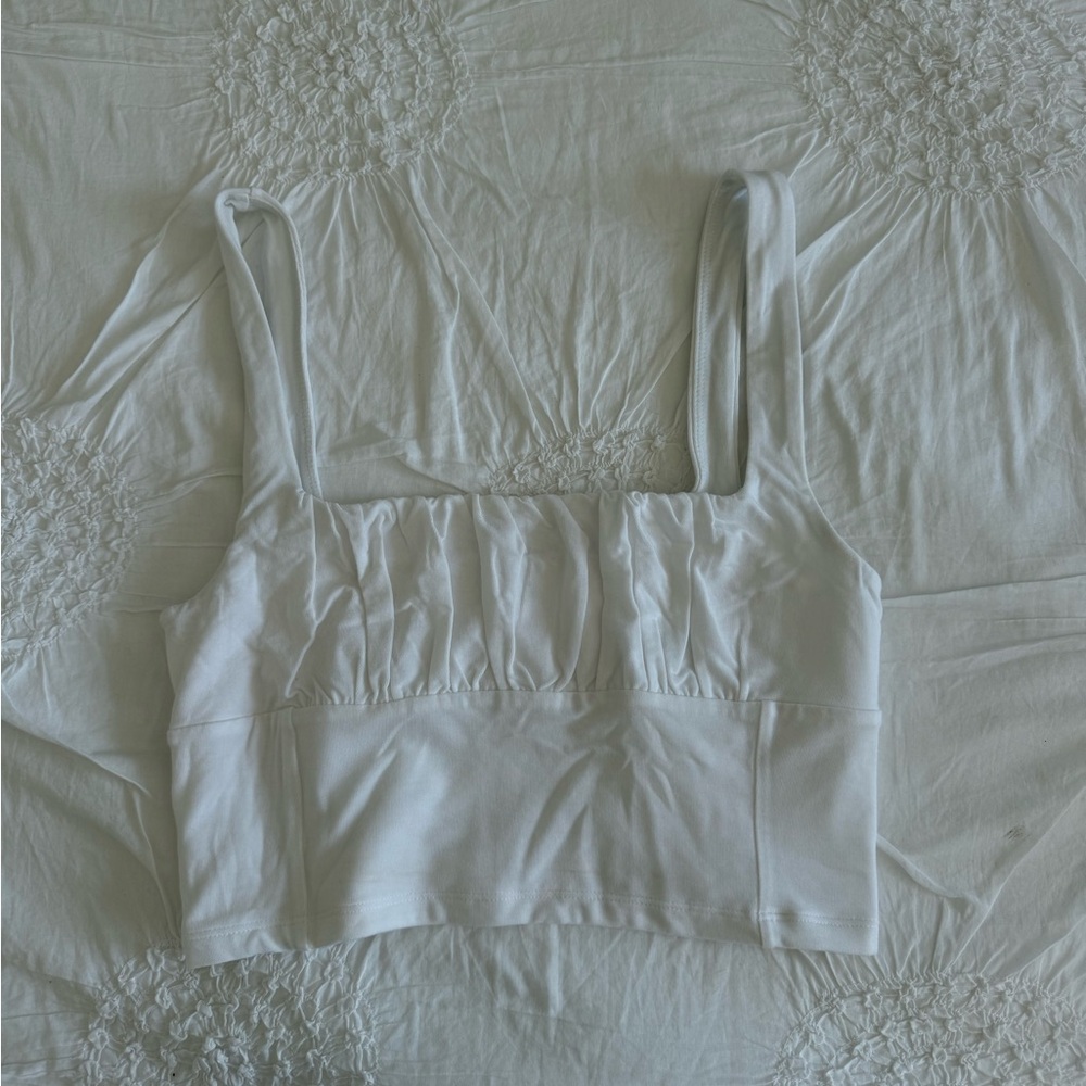 Wilfred White Gathered Crop Top